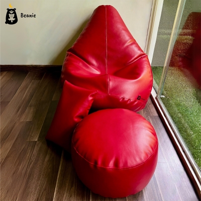 Picture of Leatherette Bean Bags Set - Red