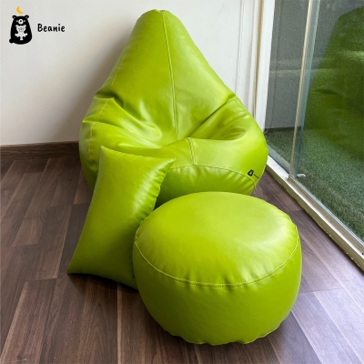 Picture of Leatherette Bean Bags Set - Lemon Green