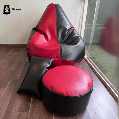 Picture of Leatherette Bean Bags Set - Red and Black