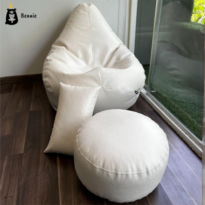 Picture of Leatherette Bean Bags Set - White
