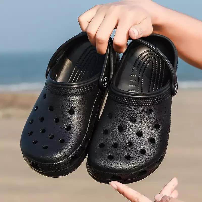 Picture of Unisex Black EVA Clogs – Lightweight Slip-On Sandals with Breathable Holes, Non-Slip Thick Sole, Waterproof & Washable Summer Shoes for Indoor, Outdoor, Beach & Casual Wear – Comfortable Trendy Footwear for Men & Women