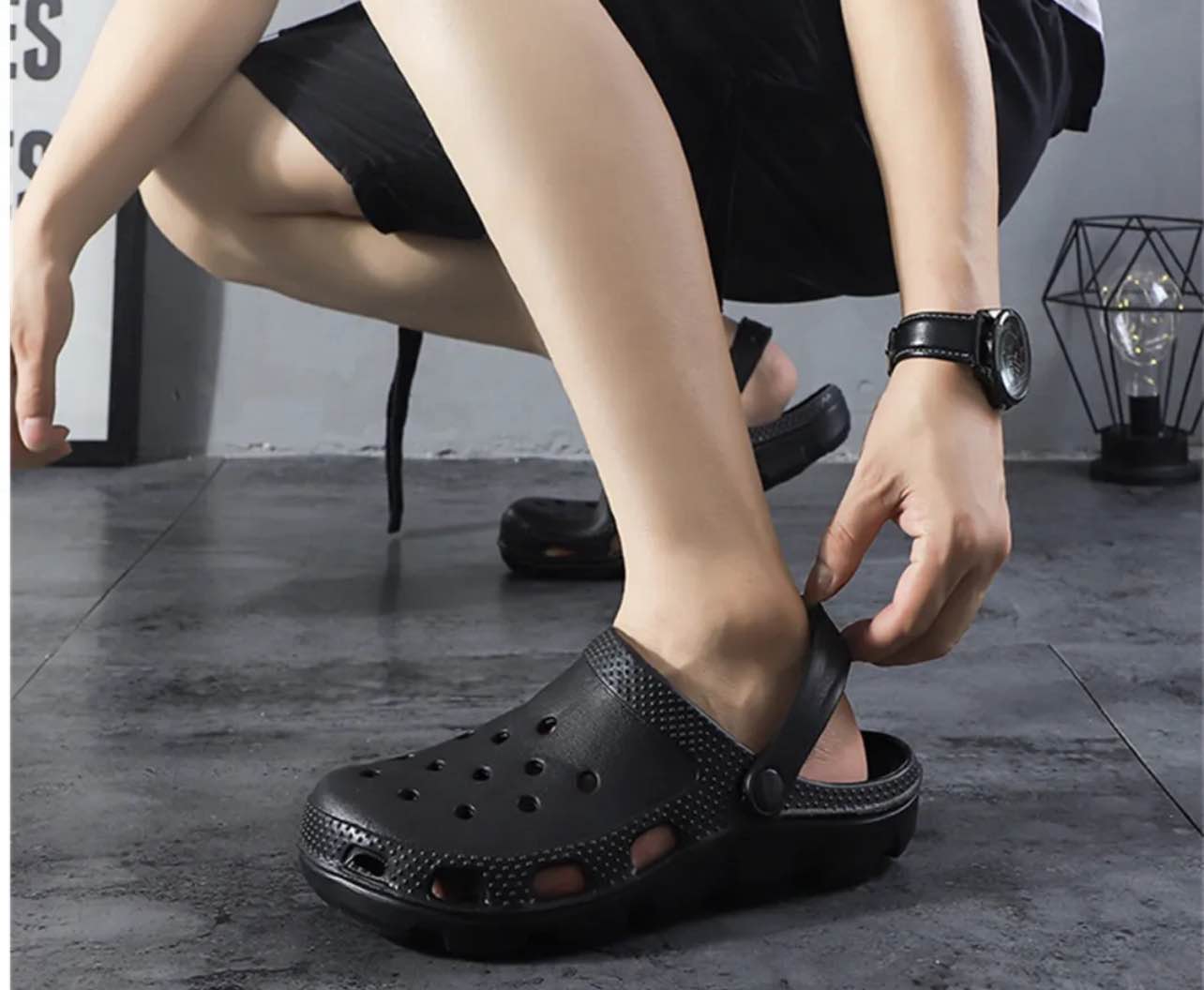 Picture of Unisex Black EVA Clogs – Lightweight Slip-On Sandals with Breathable Holes, Non-Slip Thick Sole, Waterproof & Washable Summer Shoes for Indoor, Outdoor, Beach & Casual Wear – Comfortable Trendy Footwear for Men & Women