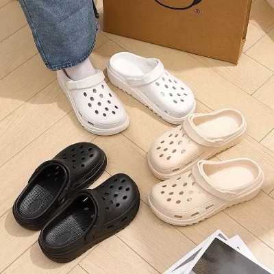 Picture of Unisex Black EVA Clogs – Lightweight Slip-On Sandals with Breathable Holes, Non-Slip Thick Sole, Waterproof & Washable Summer Shoes for Indoor, Outdoor, Beach & Casual Wear – Comfortable Trendy Footwear for Men & Women
