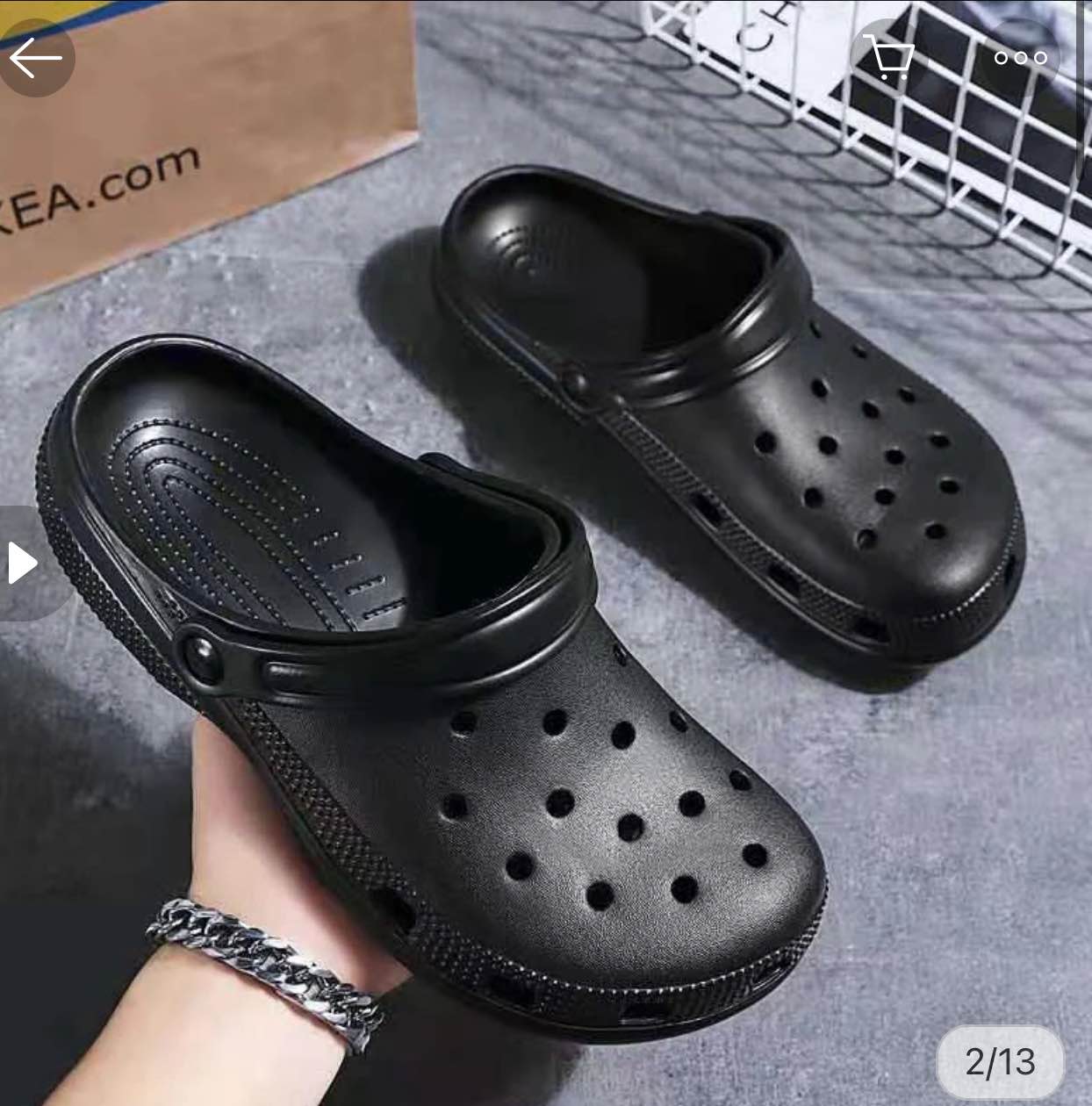Picture of Unisex Black Crocs-Style EVA Clogs – Lightweight Slip-On Sandals with Breathable Ventilation Holes, Non-Slip Soft Sole, Waterproof & Washable Casual Footwear for Garden, Beach, Shower, Indoor & Outdoor Use – Comfortable Shoes for Men & Women