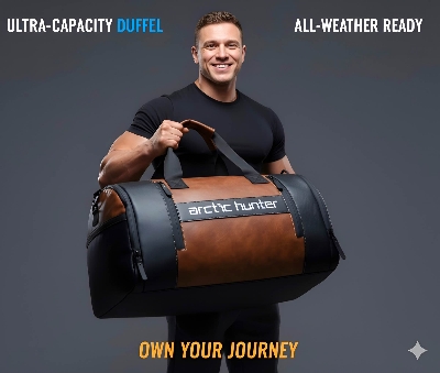 Picture of Arctic Hunter 4-in-1 Waterproof Duffel Gym Bag for Men with Separate Shoe Compartment | Small to Large Capacity Leather Travel Sports Bag - 🔥 Best for Fitness & Weekend Trip | Premium Quality