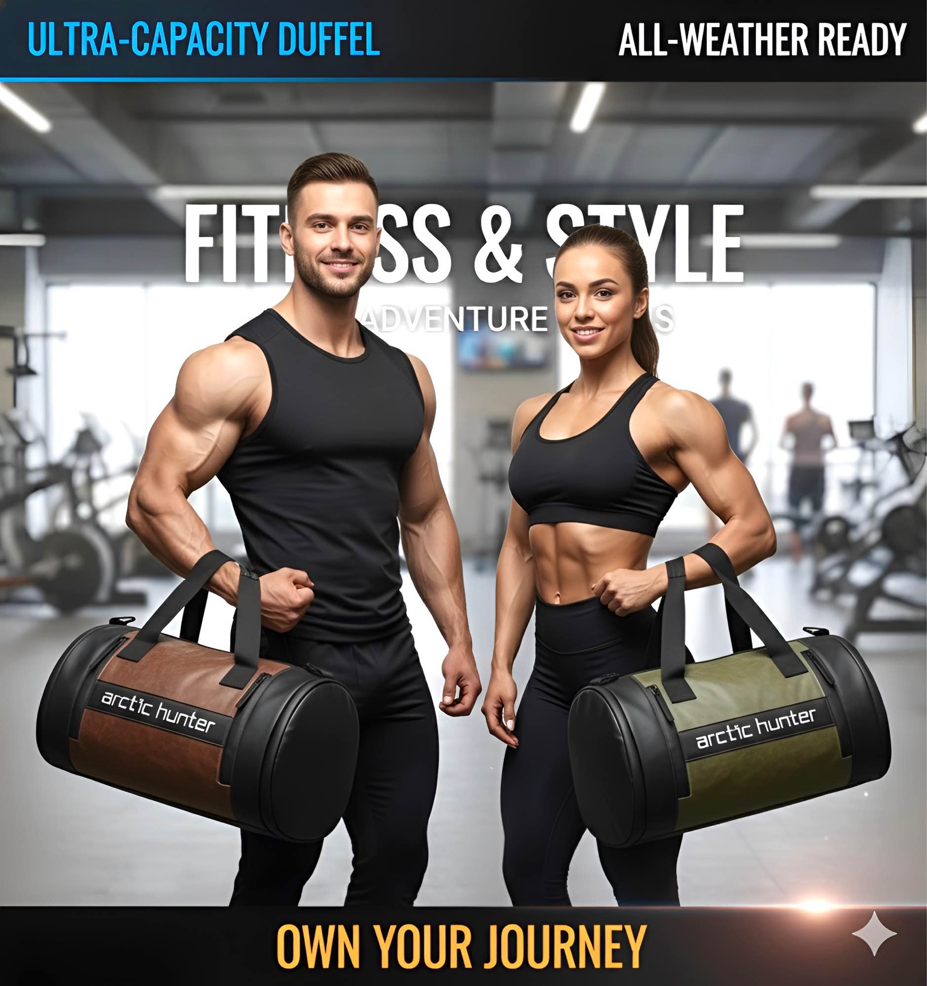 Picture of PREMIUM EDITION – Arctic Hunter Travel & Gym Bag – Unisex 4-in-1 Compact, Waterproof & Stylish Duffel for Men, Women & Boys | Small Size Sports, Fitness & Workout Bag