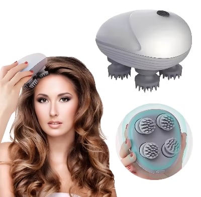 Picture of Smart Electric Scalp Massager for Men, Women, Cat & Dog Pets – Waterproof Rechargeable Head Massager with 4 Massage Heads & 3 Speeds for Hair Growth, Stress Relief & Relaxation