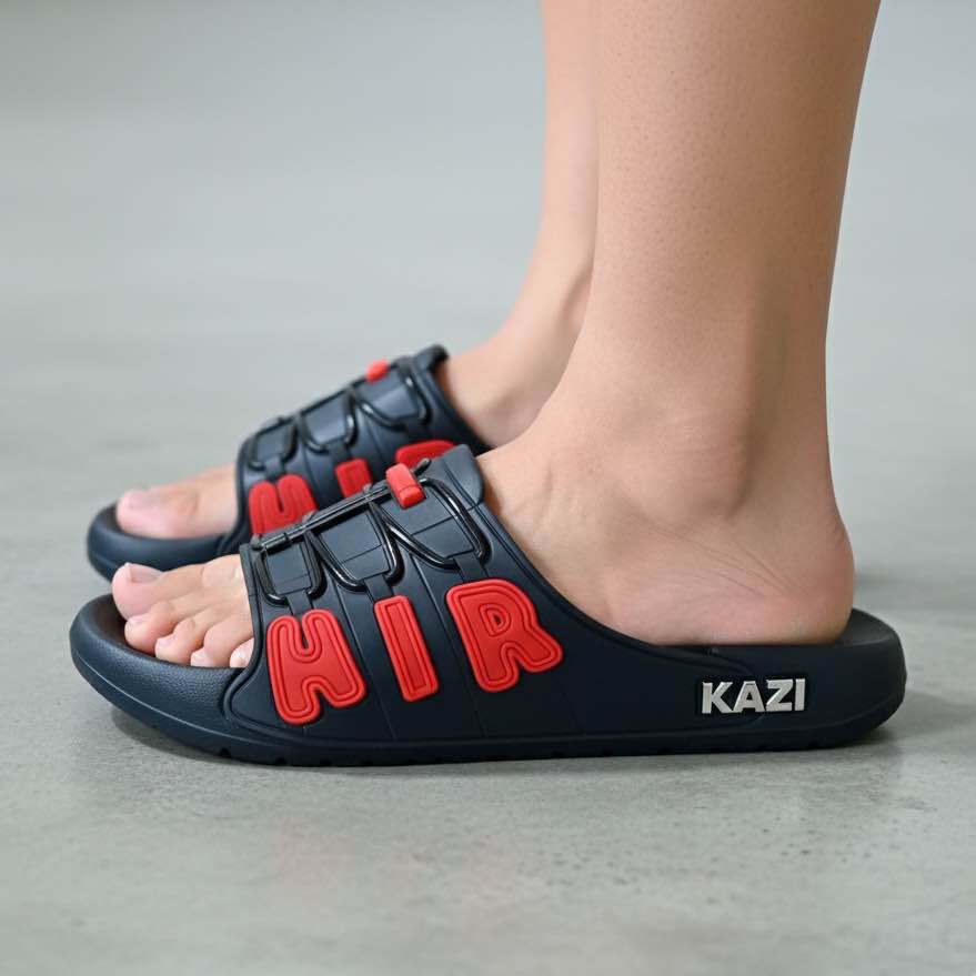 Picture of Men’s Black AIR Slides & Sandals – Trendy Fashionable Lightweight Comfortable Slippers & Shoes, New Design for Daily, Summer, Casual & Perfect Stylish Wear, Available in Black, Blue, White & Multiple Colors, Fashionable & Comfortable for All Ages