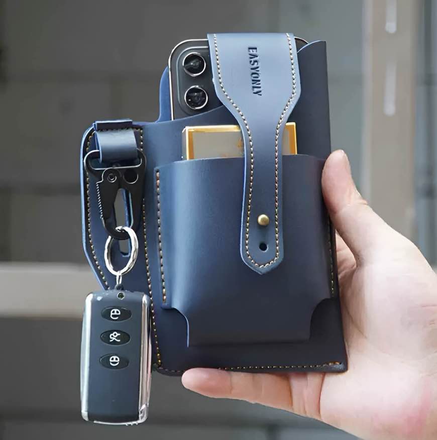 Picture of Trendy Men's PU Leather Tactical Belt Bag for Phone & Wallet | Multifunction Waterproof Crossbody Waist Holster