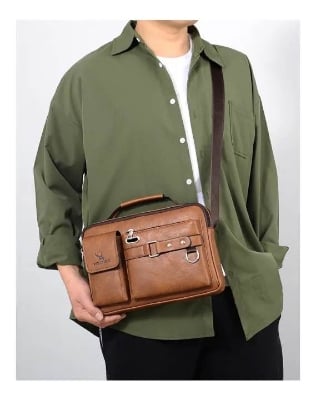 Picture of Premium Men’s PU Leather Messenger Bag – Multi Pocket Shoulder & Handbag for Everyday Use