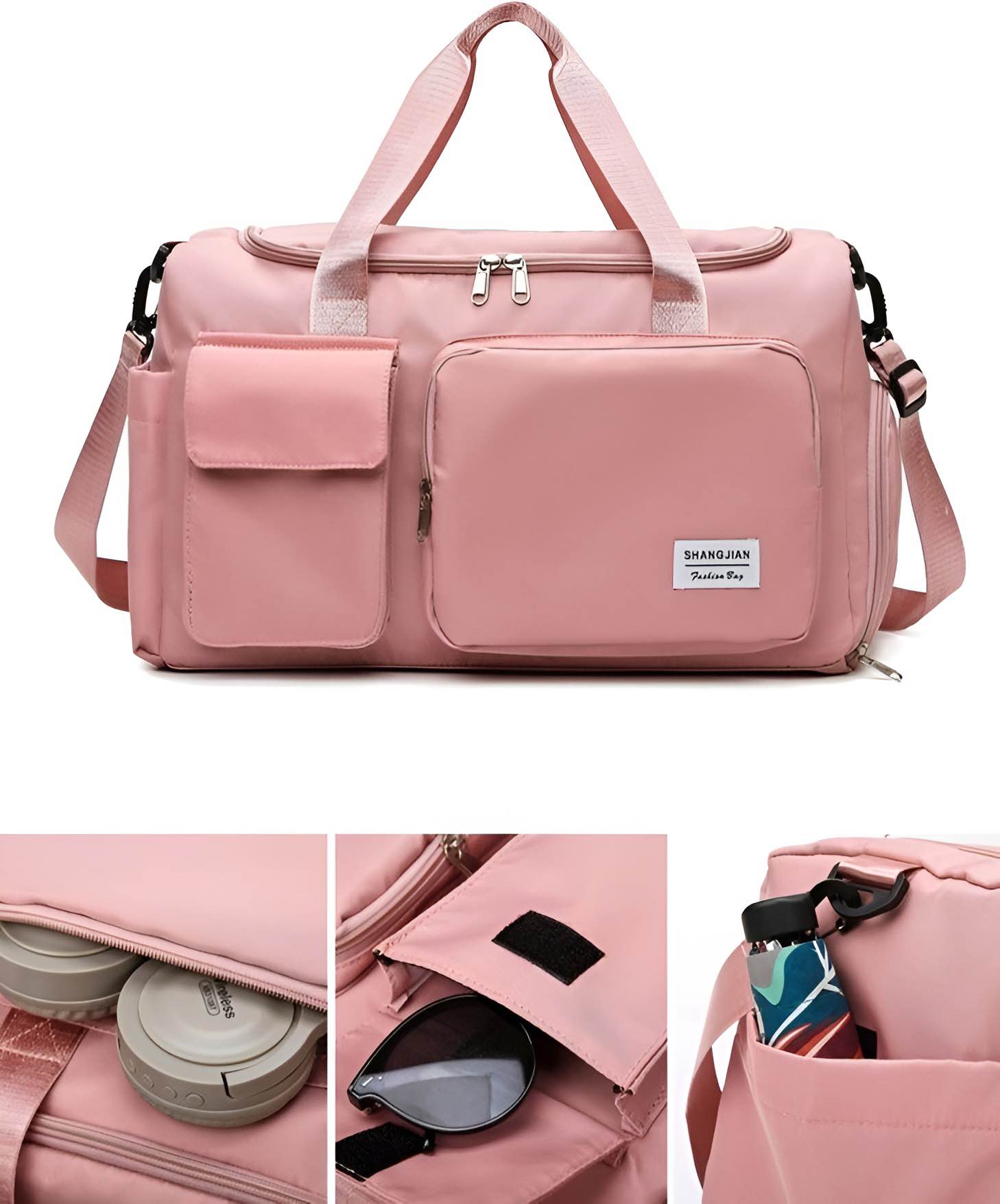 Picture of Premium Large Capacity Travel & Gym Duffel: The Ultimate Waterproof Bag with Smart Shoe & Wet Pockets (Purple & Pink Edition)