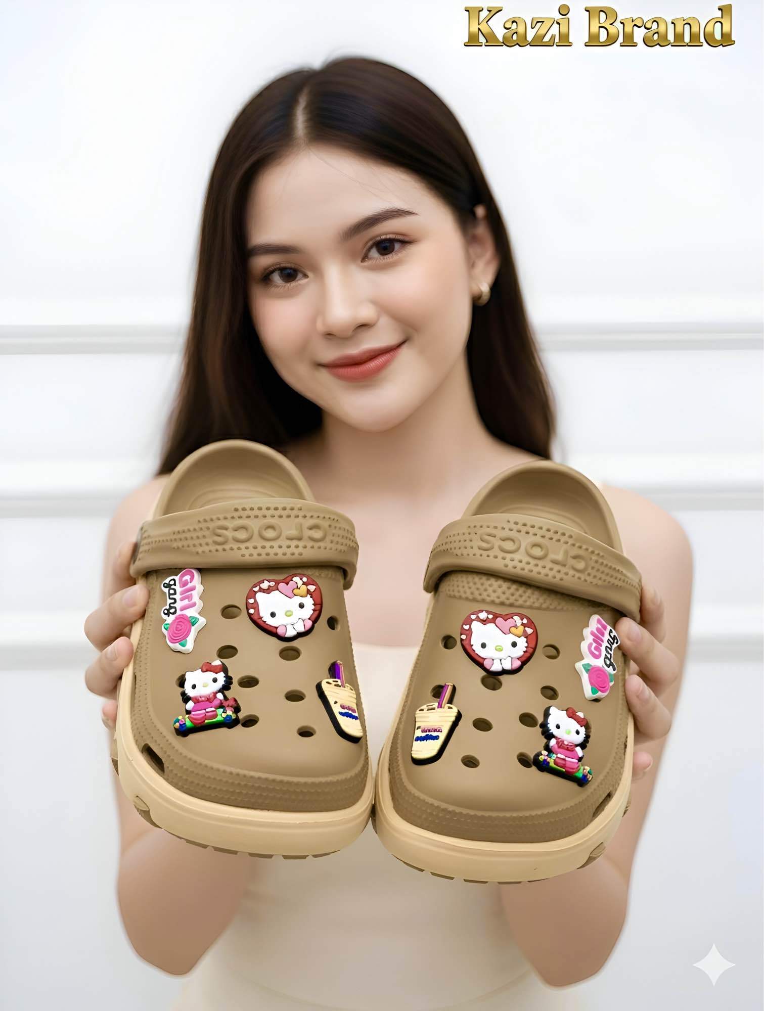 Picture of 🔥 New Model Trendy Crocs Style Women’s Clogs | Soft Lightweight EVA Sandals with Cute Jibbitz Charm | Non-Slip Casual Shoes for Girls/Women