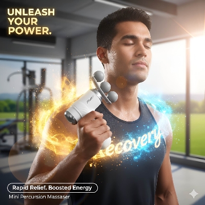 Picture of [6-in-1 Pro] Fascia Massage Gun – 6-Speed Silent Deep Tissue Percussion Body Massage | Wireless & Rechargeable | Full Body Pain Relief for Athletes & Home Gym | Portable Muscle Recovery Tool