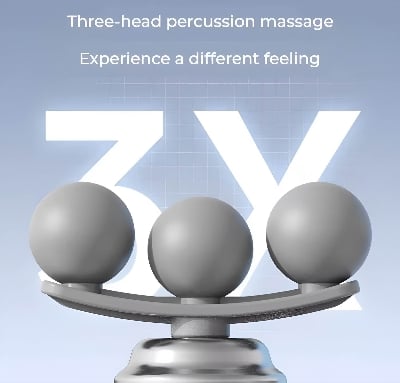 Picture of 6 Speed Mini Massage Gun Three-head Big Area Deep Tissue Percussion Relieve Fatigue Wireless Electric Massage Gun