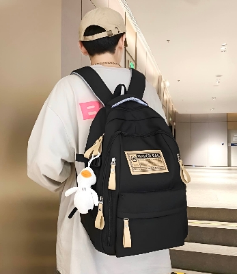 Picture of Trendy Cute & Aesthetic Black Backpack | Large Capacity for School, College & Travel