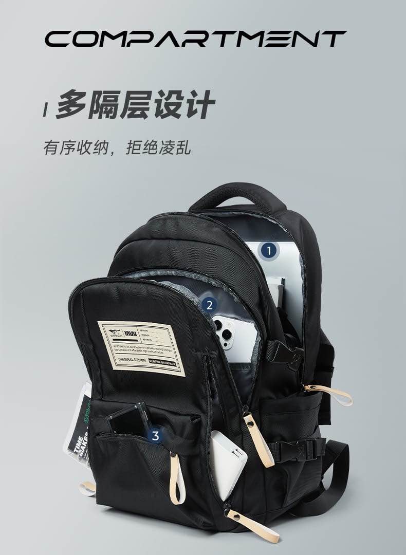 Picture of Trendy Cute & Aesthetic Black Backpack | Large Capacity for School, College & Travel
