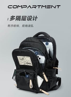 Picture of Trendy Cute & Aesthetic Black Backpack | Large Capacity for School, College & Travel