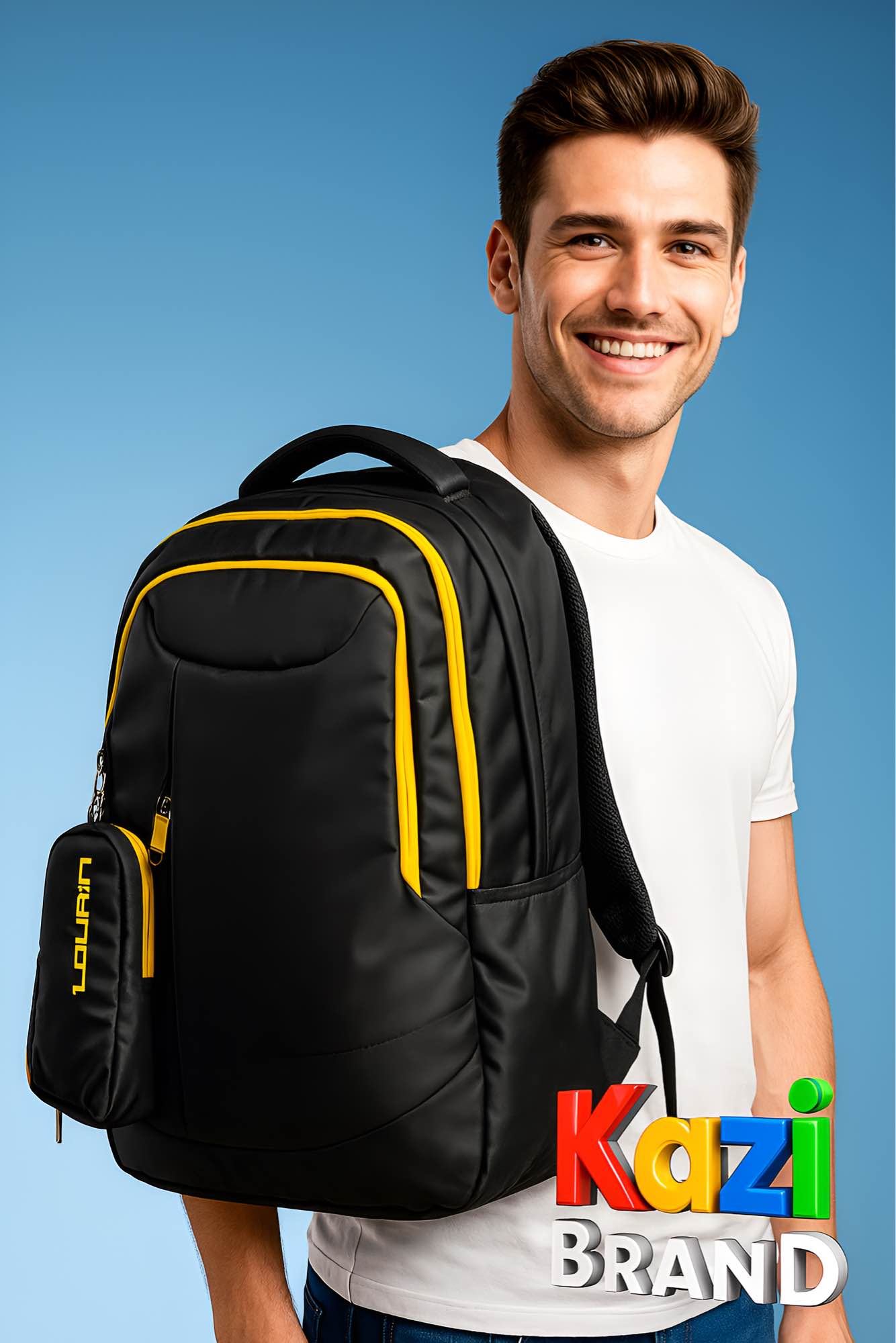Picture of Bag Laptop Backpack for Men Boys | Loupin Kazi Brand New Trendy Waterproof School College Office Travel Daypack | Smart Anti-Theft 18 Inch USB Charging | Blue Black Coffee Available