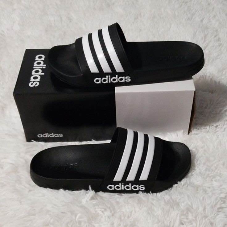 Picture of Premium 3-Stripes Men’s Slides – White & Black | Lightweight EVA Anti-Slip Comfort Slipper – Original China Stock