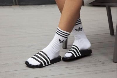 Picture of Premium 3-Stripes Men’s Slides – White & Black | Lightweight EVA Anti-Slip Comfort Slipper – Original China Stock