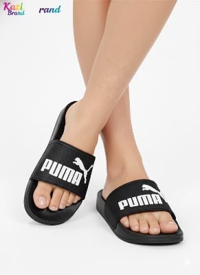 Picture of PUMA Logo Black Slides Slipper for Men and Women | Casual Trendy Flat Sandal | Stylish Black Slides/Slippers/Sandals for Men and Women