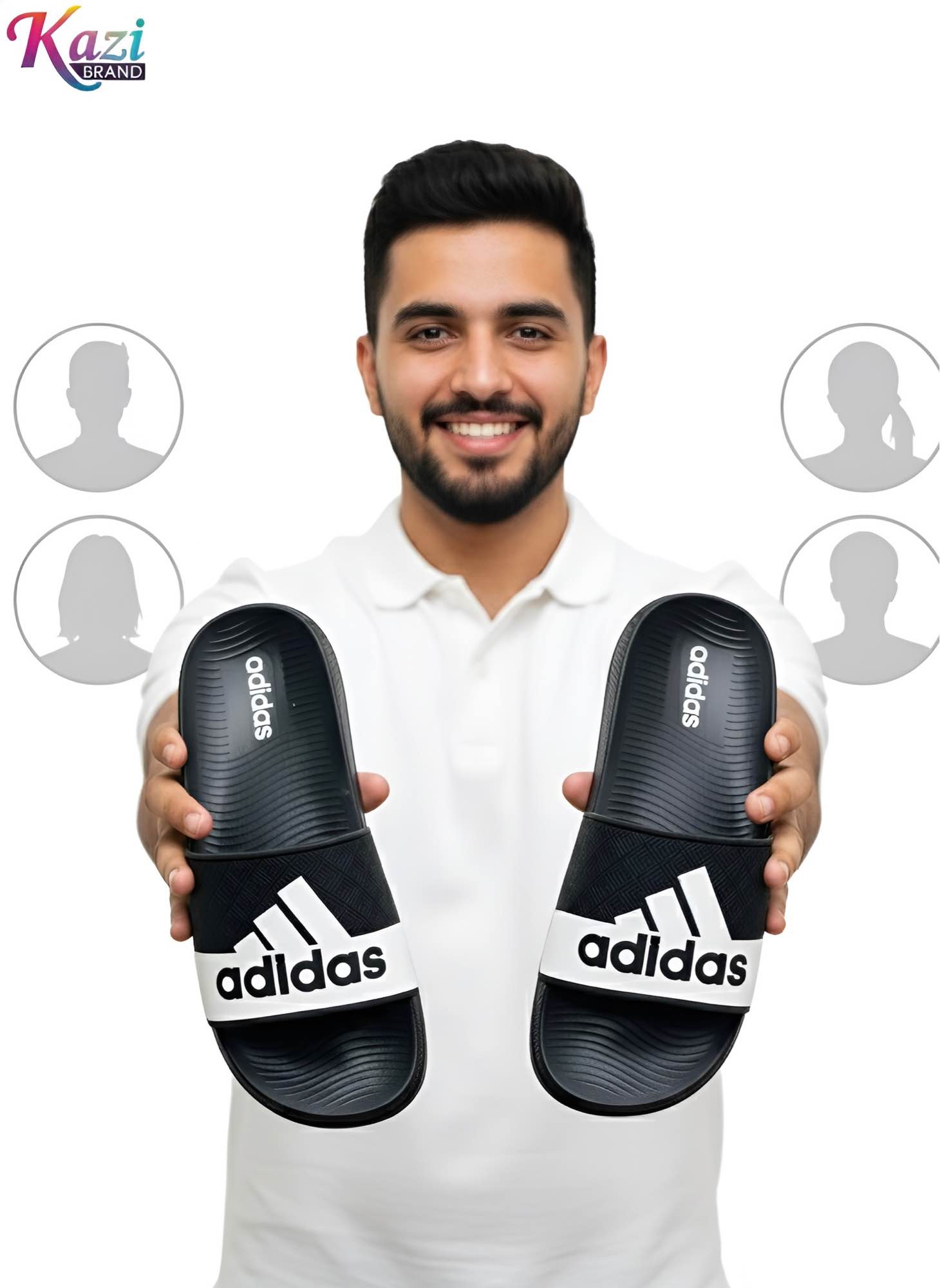 Picture of 🔥 Original Design Adilette Comfort Slides / Sandals (Black & White) - Trendy, Soft, Non-Slip, Lightweight - For Both Men and Women (Unisex)