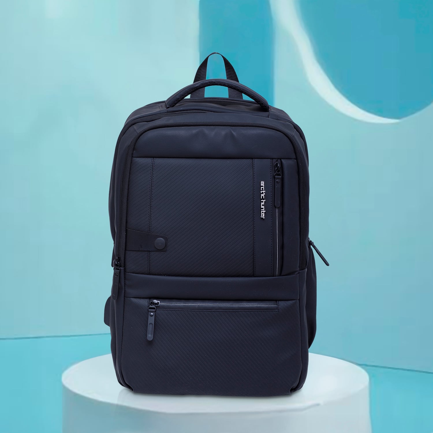 Picture of Arctic Hunter 15.6'' Laptop Backpack – Water-Resistant Slim Bag with USB Port for Office, Travel & School | Black Smart Backpack