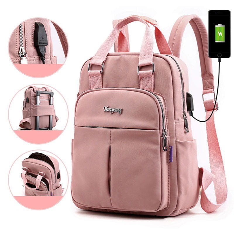 Picture of Women Shoulder Bag Waterproof Oxford Cloth Backpack | Large Capacity Lightweight Travel Bag | Multi-Pocket School/College Daypack (Black/Assorted Colors)