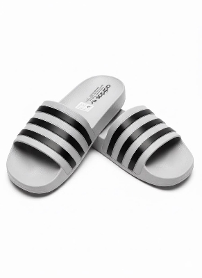 Picture of Adidas Adilette Aqua Slides – Premium Grey-Black 3-Stripe Comfortable Casual Sandal