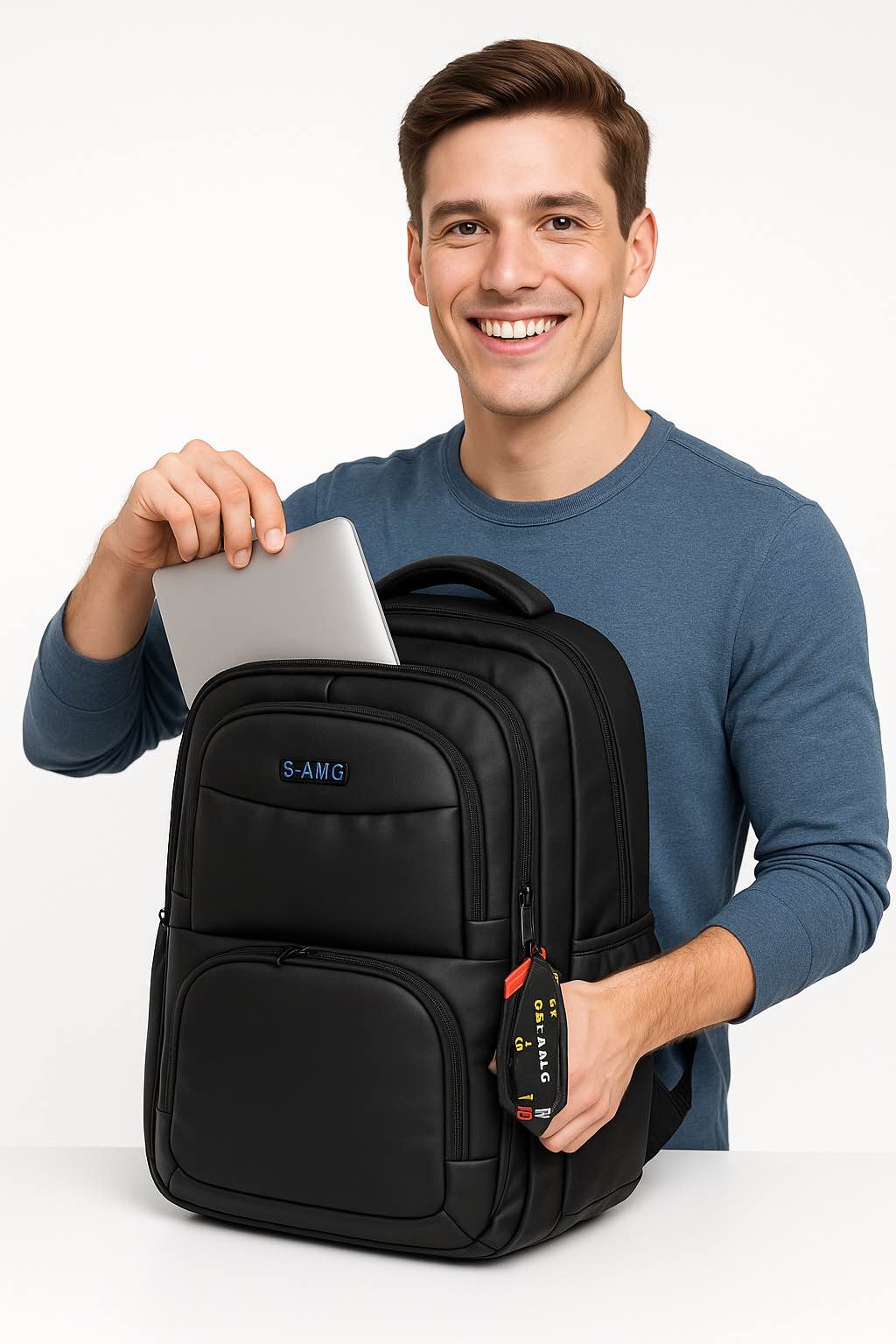 Picture of New Model Business Laptop Backpack | Premium Leather Finish Waterproof Office & Travel Bag | 15.6 Inch Anti-Theft College Bag for Men