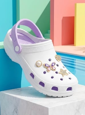 Picture of Premium Purple Trim Floral Clogs | Casual Women Sandals