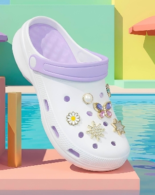 Picture of Premium Purple Trim Floral Clogs | Casual Women Sandals