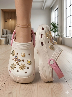 Picture of Aura Pearl Edge Clogs | Trendy Pink Women Sandals