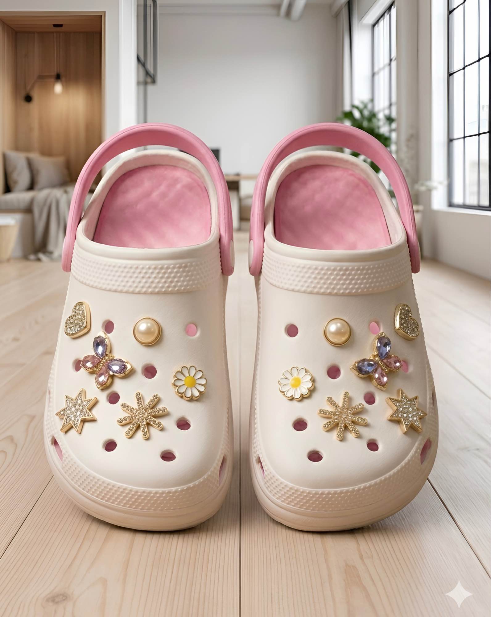 Picture of Premium Pink-Trim Floral Clogs | Casual Women Sandals