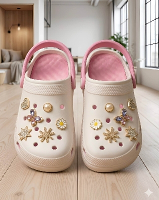 Picture of Premium Pink-Trim Floral Clogs | Casual Women Sandals