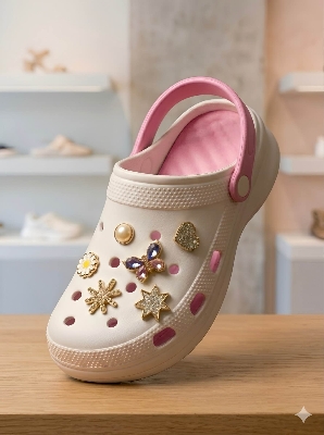 Picture of Premium Pink-Trim Floral Clogs | Casual Women Sandals