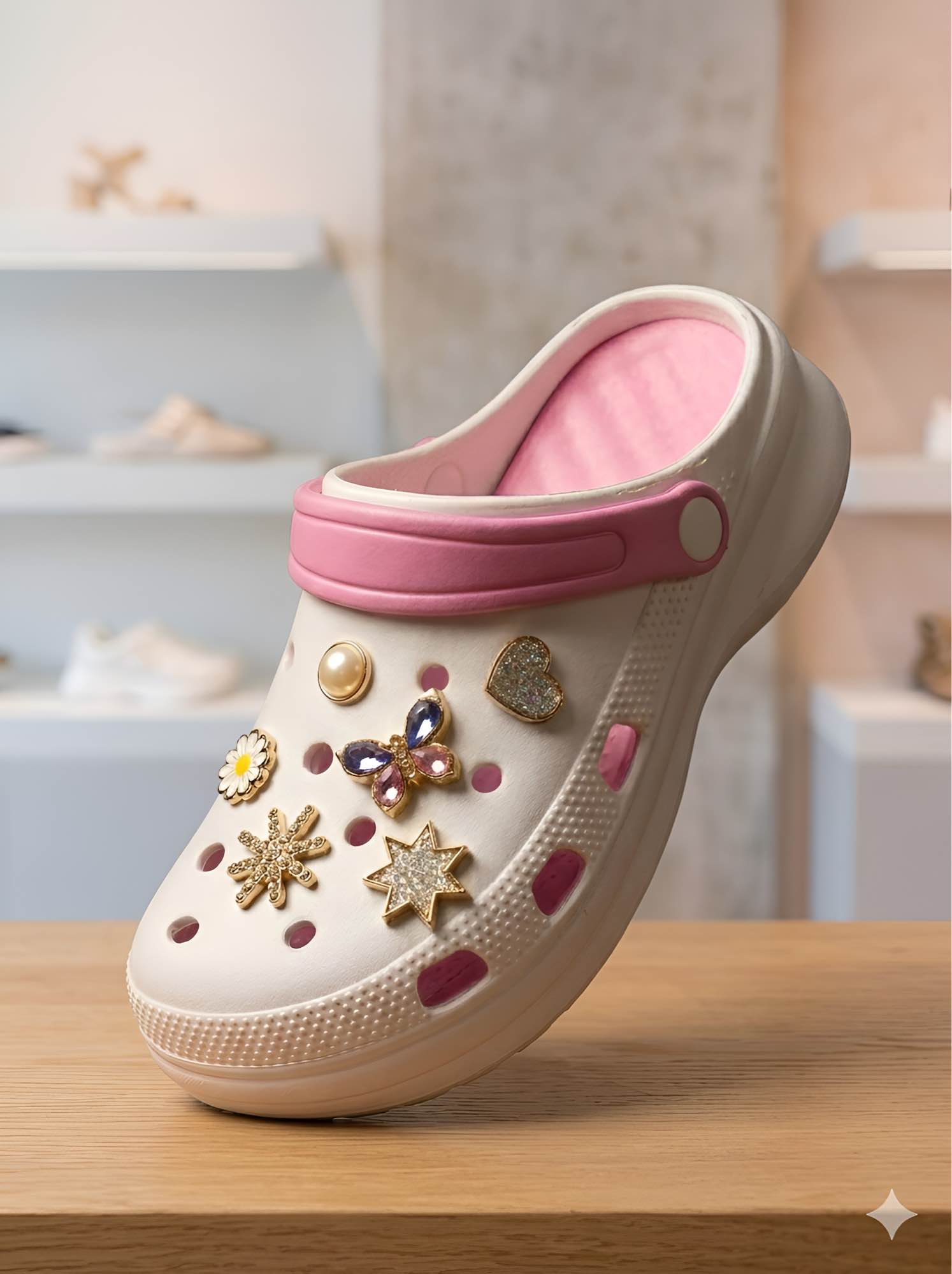 Picture of Premium Pink-Trim Floral Clogs | Casual Women Sandals