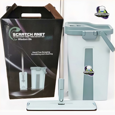 Picture of Scratch Mop and Bucket Set - Hands-Free Flat Mop System for Easy Floor Cleaning
