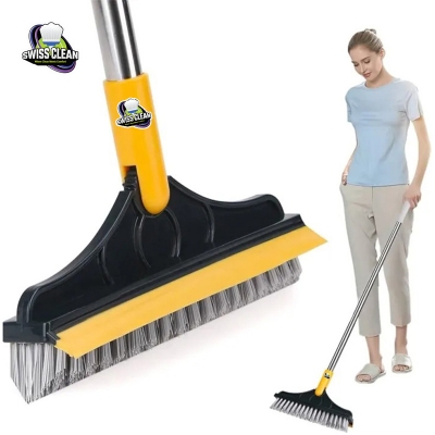 Picture of 2 in 1 Floor Cleaning Scrub Brush with Long Handle – Grout Brush & Scraper for Tiles, Bathroom, Kitchen & Floor Cleaning