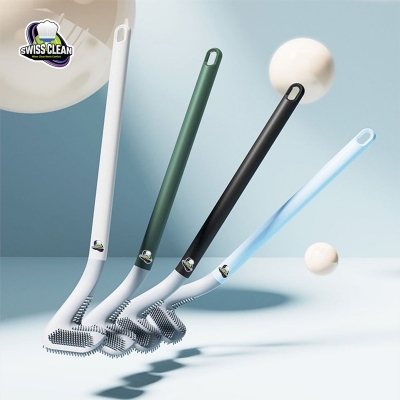 Picture of Golf Toilet Brush with Long Handle – Flexible Soft Silicone Bristle Bathroom Cleaning Brush with Hanging Holder for Deep Cleaning (Multicolor)
