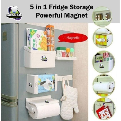 Picture of 5 in 1 New Feeling Fridge Shelf Storage Organizer Set – Magnetic Multi‑Purpose Refrigerator Rack for Kitchen & Home Storage (Multicolor)