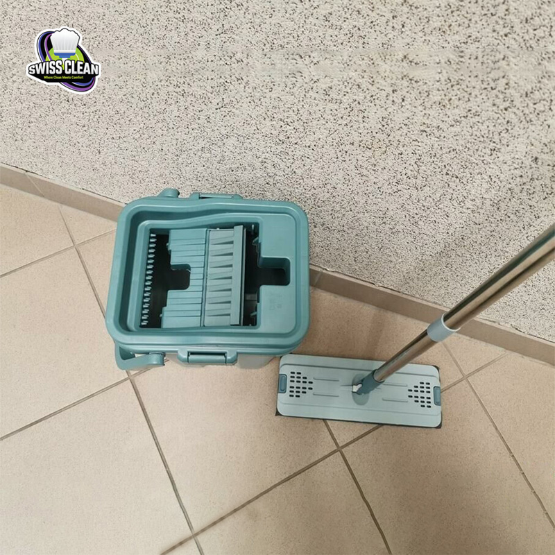 Picture of Scratch Mop and Bucket Set - Hands-Free Flat Mop System for Easy Floor Cleaning