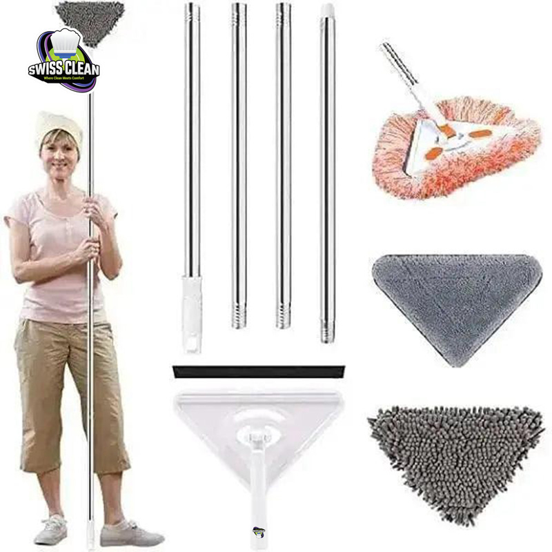Picture of 4 in 1 Triangle Mop for Home Cleaning – Rotatable Microfiber Floor Cleaner with Adjustable Handle for Corner, Wall & Tile Cleaning