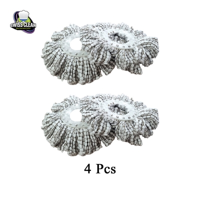 Picture of 4pcs Microfiber Round Spin Mop Replacement Pad for 360° Floor & Home Cleaning (Multicolor)