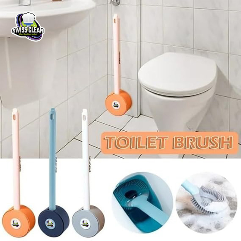 Picture of Silicone Round Toilet Brush with Holder – Flexible Soft Bristle Bathroom Cleaning Brush for Deep & Hygienic Cleaning (Multicolor)