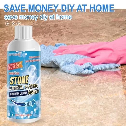 Picture of Stone Stain Remover Cleaner, Nano Stone Crystal Plating Agent, Marble Stone Cleaner Polishes, Crystal Plating Agen for Kitchen, Patio, Backyard Marble Cleaner and Polish (Pack Of 1) 450ml
