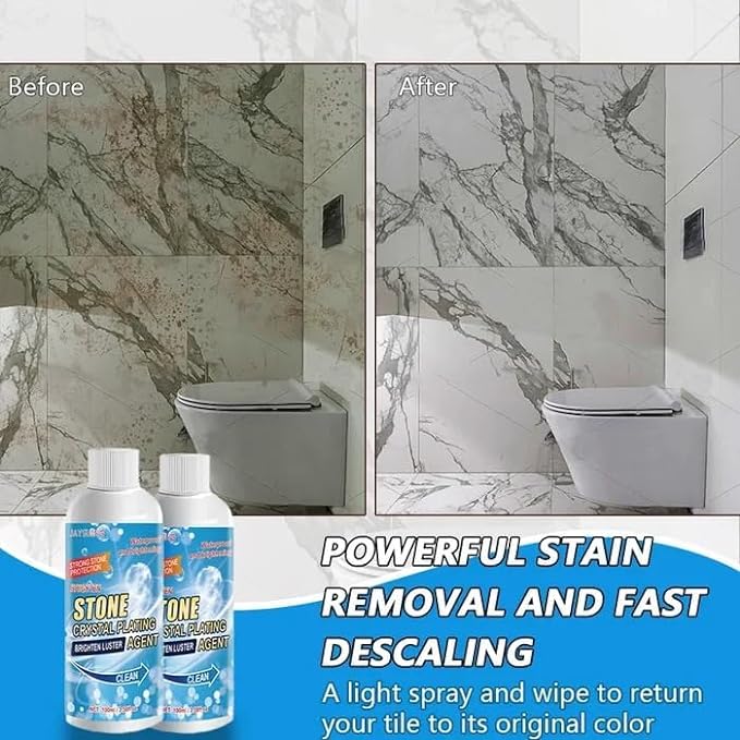 Picture of Stone Stain Remover Cleaner, Nano Stone Crystal Plating Agent, Marble Stone Cleaner Polishes, Crystal Plating Agen for Kitchen, Patio, Backyard Marble Cleaner and Polish (Pack Of 1) 450ml