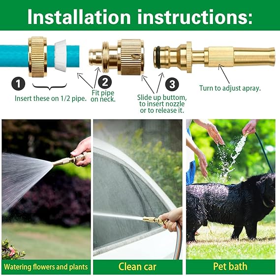 Picture of High Pressure Water Gun 3/8 size Household Pure Copper Direct Spray Gun Flower Watering Tool Adjustable Pressure Washer, for BIke, Car Wash