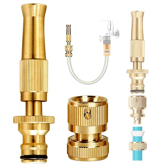 Picture of High Pressure Water Gun 3/8 size Household Pure Copper Direct Spray Gun Flower Watering Tool Adjustable Pressure Washer, for BIke, Car Wash