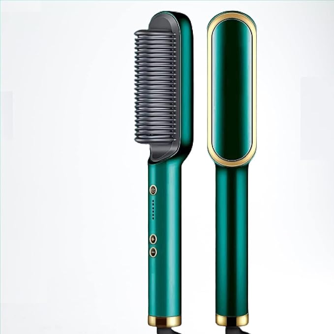 Picture of Hair Straightener Brush - 2 In 1 Hair Hot Comb Anti-Scald Hair Straightener Brush For Girls - Electric Hair Straightening ComboRed, Black, Blue